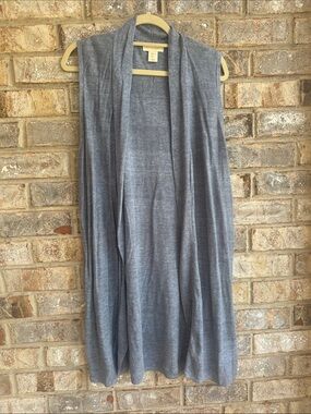 Cynthia Rowley Sleeveless Open-Front Duster Vest in Heather Blue